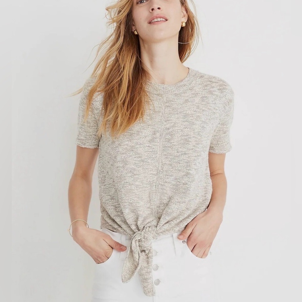 Madewell knot-front sweater tee - XS - marled slate